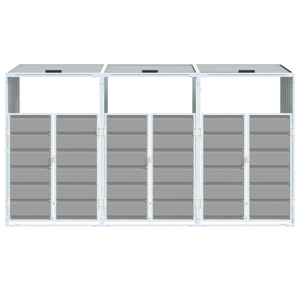 NNEVL Wheelie Bin Storage for Triple Bins Grey 216x81x115 cm Steel - Magsmarts