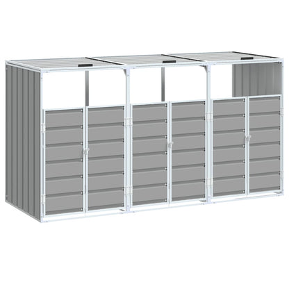 NNEVL Wheelie Bin Storage for Triple Bins Grey 216x81x115 cm Steel - Magsmarts