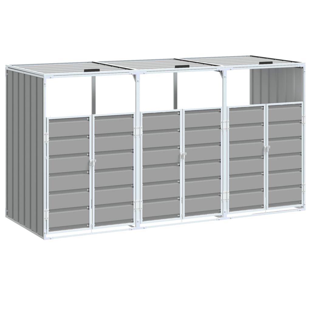 NNEVL Wheelie Bin Storage for Triple Bins Grey 216x81x115 cm Steel - Magsmarts
