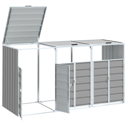 NNEVL Wheelie Bin Storage for Triple Bins Grey 216x81x115 cm Steel - Magsmarts