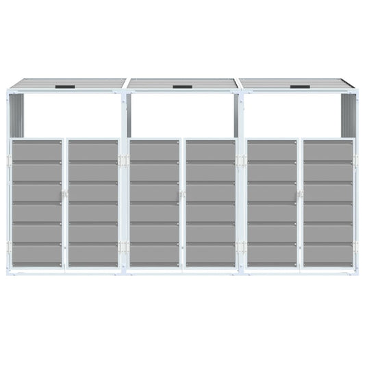NNEVL Wheelie Bin Storage for Triple Bins Grey 216x81x115 cm Steel - Magsmarts