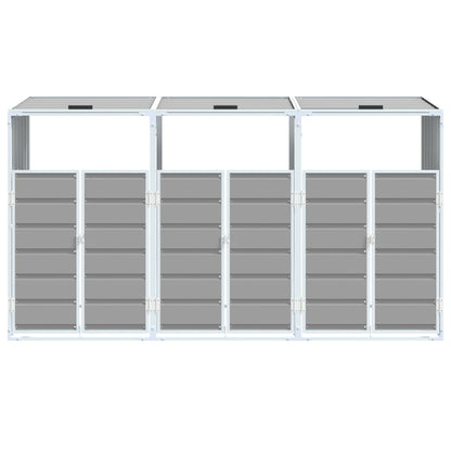 NNEVL Wheelie Bin Storage for Triple Bins Grey 216x81x115 cm Steel - Magsmarts