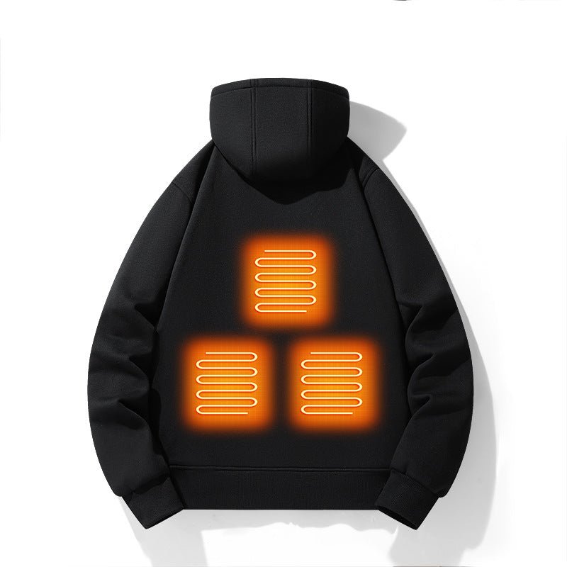 European and American zipper cardigan heating hoodie intelligent hooded five zone heating jacket outdoor warm electric clothing for men - Magsmarts