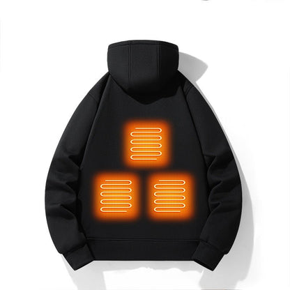 European and American zipper cardigan heating hoodie intelligent hooded five zone heating jacket outdoor warm electric clothing for men - Magsmarts