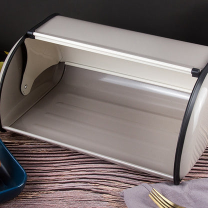 Metal Bread Box Bread Bin Storage Rolltop Lid Kitchen Storage Tools