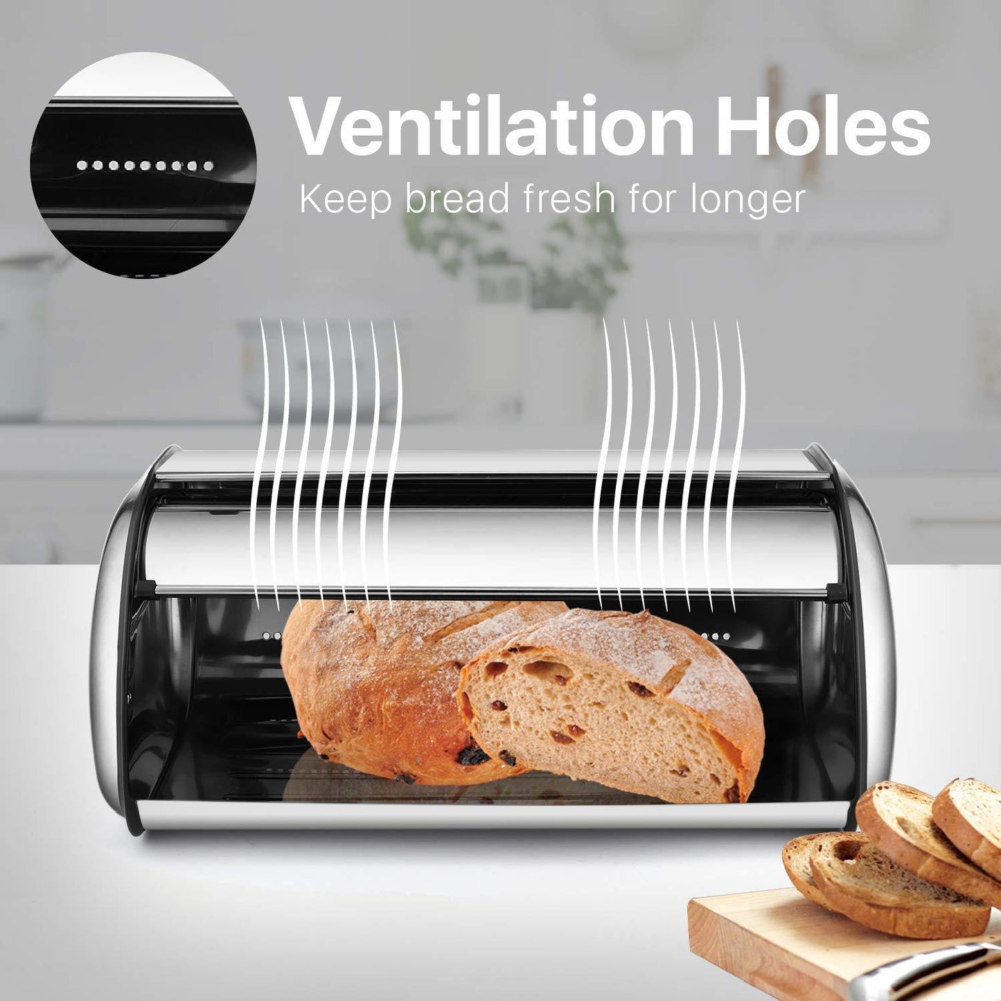 Stainless Steel Bread Box Pull-out Flip Bread Storage Box