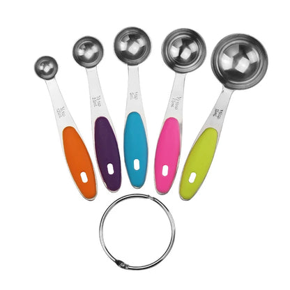 Stainless Steel Measuring Cups and Spoons Set U-Taste Measuring Cups with Silicone Handles for Kitchen, Cooking, Baking