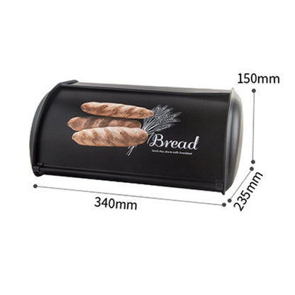Metal Bread Box Bread Bin Storage Rolltop Lid Kitchen Storage Tools